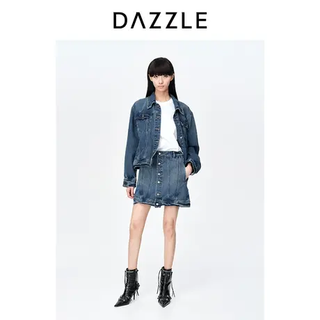 DAZZLE地素奥莱23春装新款简约白色别致刺绣休闲短袖T恤上衣内搭图片