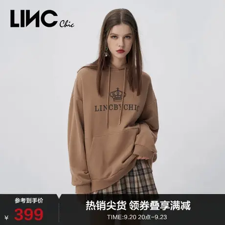 LINCCHIC金羽杰卫衣女春秋款复古学院风宽松连帽卫衣女S223HD665商品大图