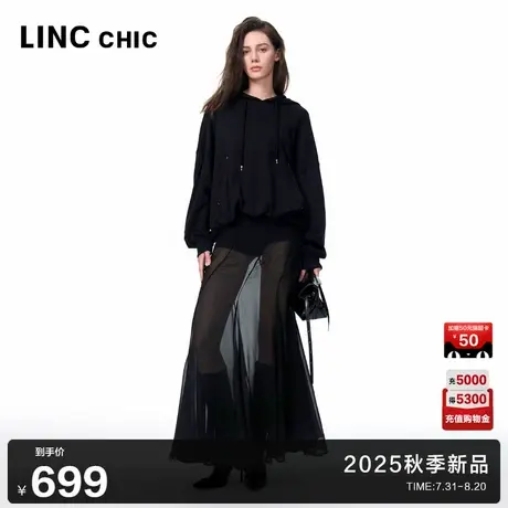 LINC金羽杰2025年秋季新款“气泡感”轻奢连帽卫衣女S253HD449Y商品大图