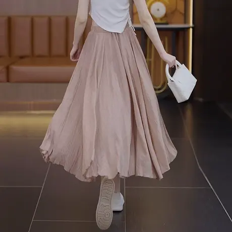 拉夏贝尔不规则半身裙女2025夏季新高腰设计感中长款A字大摆伞裙商品大图