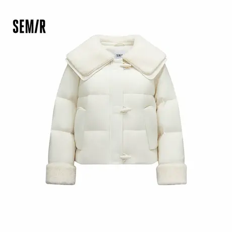 森马羽绒服女冬季拼接毛领大翻领80绒子宽松2025新款温柔甜美上衣商品大图