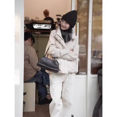 【轻暖】玖姿安娜蔻休闲针织拼接发热羽鸭绒羽绒服女2025冬季新款商品大图