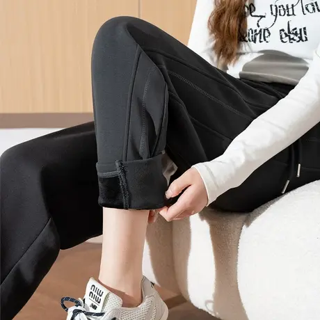 唐狮秋冬季新款休闲裤女哈伦萝卜裤加绒加厚宽松运动卫裤子女WTD图片