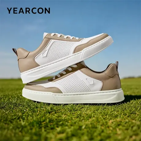 意尔康板鞋2026春季新款真皮时尚打孔透气休闲鞋舒适轻便系带单鞋商品大图