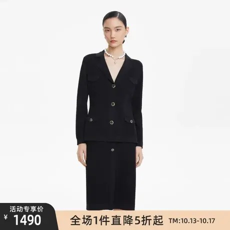 朗姿修身气质简约时尚V领针织外套女式上衣开衫线下商场同款商品大图