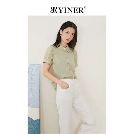 【醋酸系列】YINER音儿女装2022夏季通勤灯笼袖衬衫商品大图