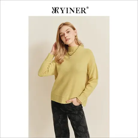 YINER音儿女装冬季含羊绒毛衣半高领羊毛针织衫上衣商品大图