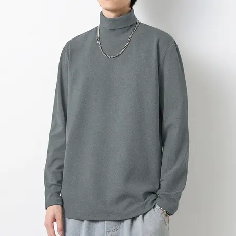 300g重磅高领长袖t恤男装德绒打底衫纯色小衫双面绒保暖内搭秋衣商品大图