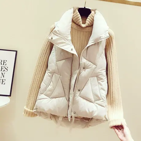羽绒棉背心女外穿冬2023新款韩版加厚中长款宽松秋冬棉马甲外套潮图片