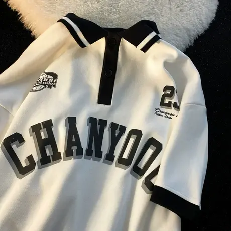 polo衫短袖t恤女2022新款夏季半袖宽松韩版设计感小众上衣服ins潮商品大图