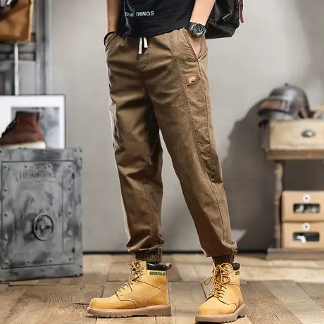 2022新款工装裤男日系复古潮牌男士休闲裤潮流百搭直筒宽松束脚裤商品大图