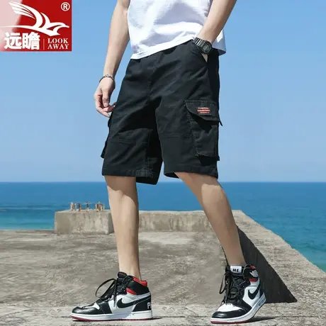 夏天纯棉工装裤子男士潮牌中裤宽松夏季薄款外穿休闲五分短裤男款图片