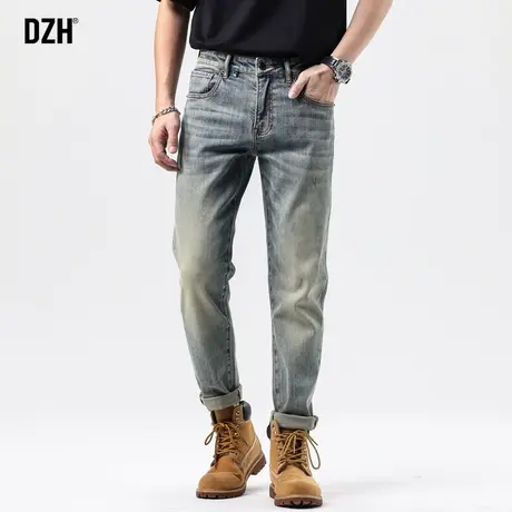 男士大码修身牛仔裤男潮牌夏天裤子美式高街休闲牛仔长裤男小脚裤商品大图