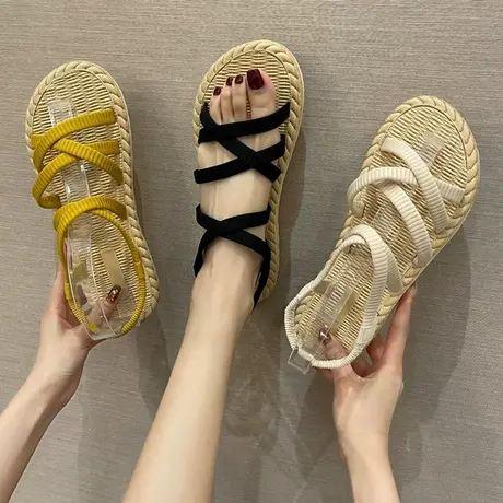 凉鞋女ins潮平底2023年新款夏季仙女风凉拖鞋女外穿时尚沙滩鞋女商品大图