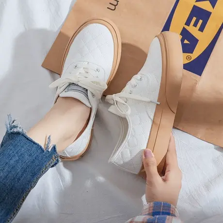 2021夏季新款韩版ulzzang百搭帆布鞋子女休闲ins街拍板鞋潮面包鞋商品大图