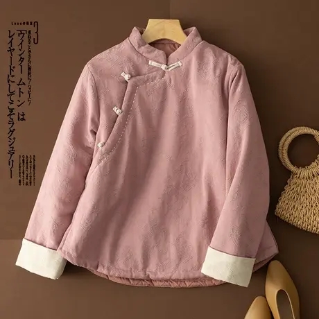 享永子【漂亮减龄中国风】斜襟盘扣中式棉服棉衣加厚保暖秋冬外套商品大图