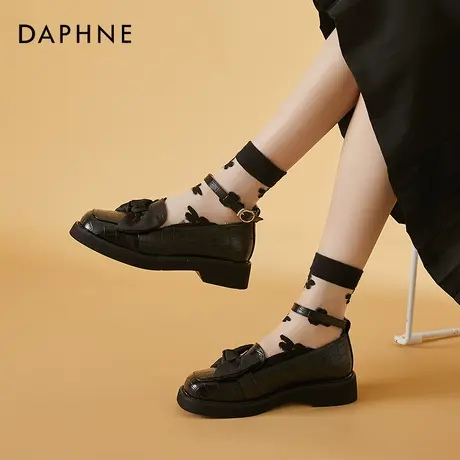 达芙妮复古黑色小皮鞋女秋冬2021年新款软底单鞋女平底日系女jk鞋图片