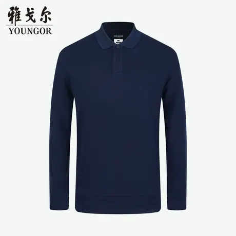 雅戈尔官方男士POLOT恤秋冬新款官方商务休闲长袖翻领T恤商品大图