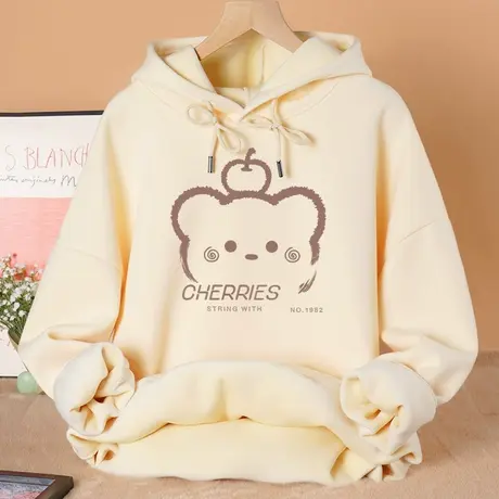 连帽卫衣女小个子2023冬季新款外套秋冬女士加绒加厚宽松上衣冬款图片