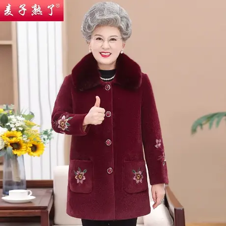 中老年人女奶奶装加绒加厚保暖毛呢加厚棉袄2023冬新款妈妈装外套图片