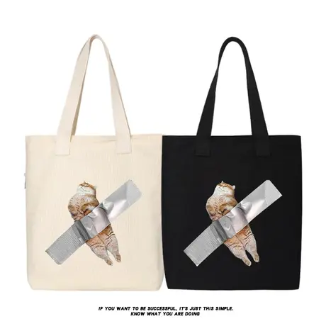 秀洛胶带小猫咪萌宠文化帆布包学生书包单肩包斜挎包手提包托特包商品大图