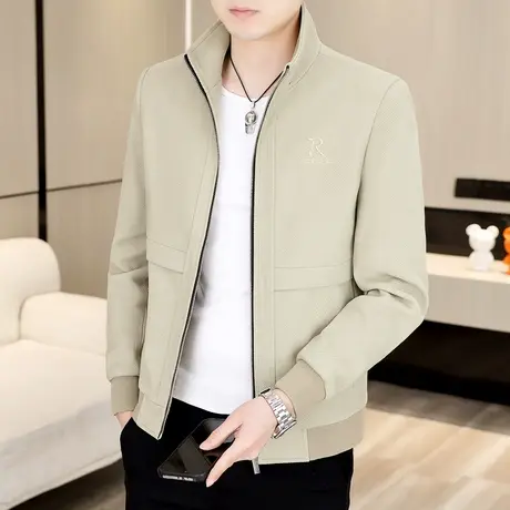 男士高端立领夹克春秋季韩版休闲百搭外套短款上衣春装时尚茄克衫图片