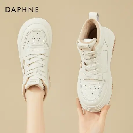 达芙妮厚底高帮鞋女2023新款秋季秋冬款加绒保暖棉鞋百搭休闲女鞋商品大图