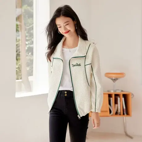 时尚气质休闲上衣外套2022年秋新款淑女温柔宽松显瘦通勤拉链上衣图片