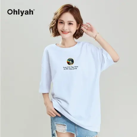 Ohlyah品牌 白色t恤女短袖2023春夏新款韩版宽松体恤打底纯棉上衣图片