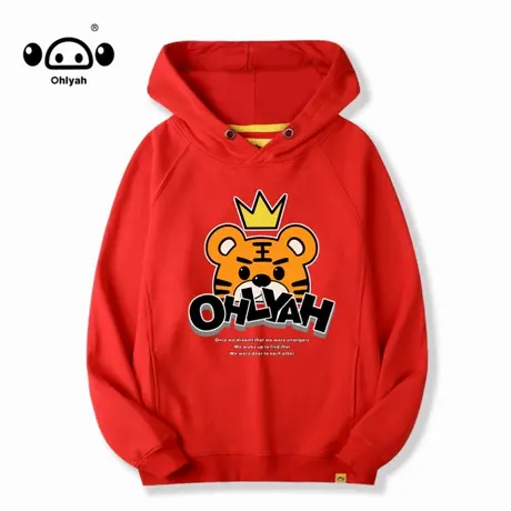 Ohlyah小老虎印花hiphop连帽卫衣女国潮欧美潮牌中性情侣外套帽衫商品大图