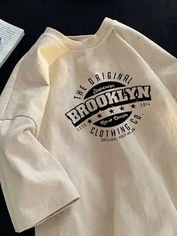 美式复古仿棉短袖t恤女2023新款夏季韩版宽松显瘦洋气减龄上衣潮商品大图