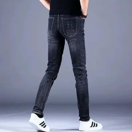 男士刺绣牛仔裤男夏季男款2023新款高端潮牌弹力休闲裤子修身小脚商品大图