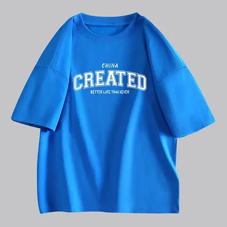 夏天男士短袖T恤衫潮牌潮流宽松纯棉2023新款港风夏季男装上衣服商品大图