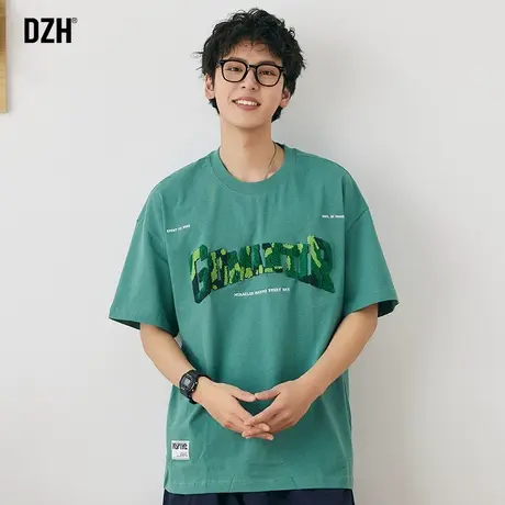 男士纯棉重磅短袖t恤男圆领夏季男生半袖上衣2023新款毛巾绣体恤商品大图