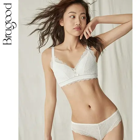 内衣女大胸显小薄款透气洞洞杯收副乳无钢圈聚拢调整文胸蕾丝套装商品大图