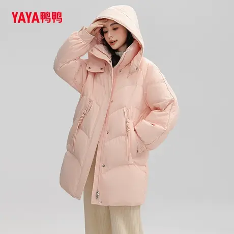 鸭鸭羽绒服女款2023年新品中长款连帽时尚休闲保暖外套C图片