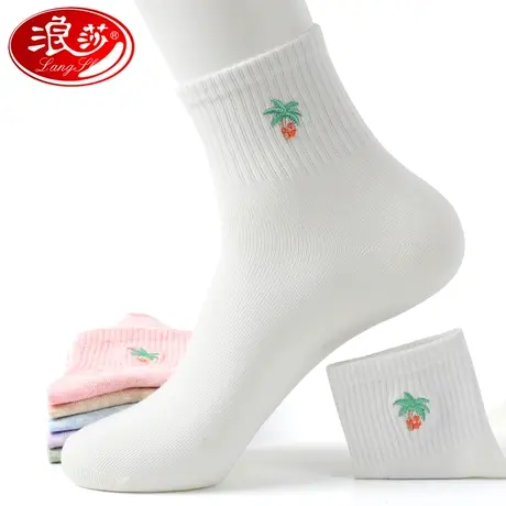 浪莎袜子女纯棉秋冬厚款韩版女式棉袜中筒袜全棉春秋短袜运动袜潮图片