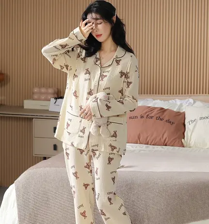 南极人睡衣女士纯棉夏天2023年新款月子服春秋款夏季家居服套装图片