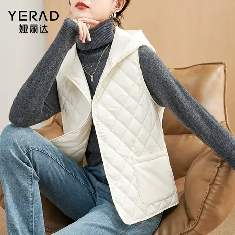 娅丽达黑色马甲棉服外套女2023秋冬新款外搭叠穿马夹休闲坎肩背心图片