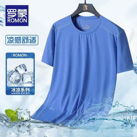 罗蒙短袖T恤男2023夏季冰丝圆领体恤吸湿篮球训练服健身上衣男士图片