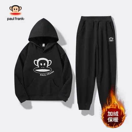 大嘴猴童装男童加绒卫衣套装2023秋冬新品女童中大童保暖连帽两件商品大图