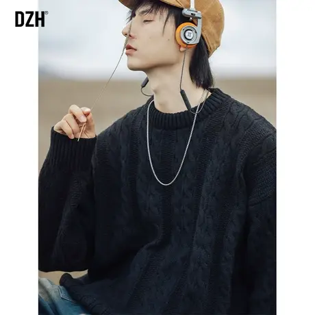 男士黑色毛衣男圆领上衣高级感打底衫男款冬季2023新款情侣针织衫商品大图