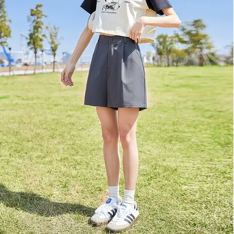 唐狮夏季新款西装短裤女a字宽松休闲裤高腰阔腿显瘦裤子DK商品大图