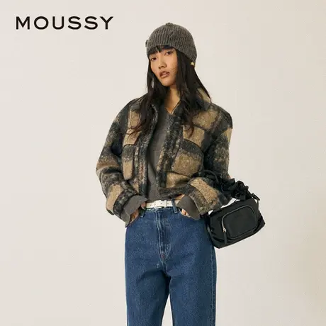 MOUSSY 夏季新品英伦学院风格纹毛呢夹克外套女010HAA30-6731图片