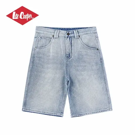 Lee Cooper/李库珀 水洗蓝色牛仔中裤男夏季透气宽松直筒显瘦短裤商品大图