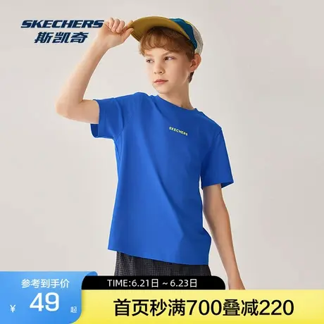 斯凯奇短袖圆领T恤衫童装男女童2025新款夏纯棉吸湿排汗运动上衣图片