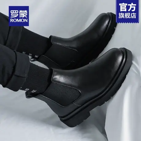 罗蒙马丁靴男2025新款秋季黑色高帮靴子男款英伦风男士切尔西靴RM商品大图