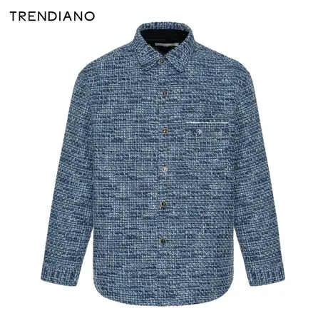 TRENDIANO官方雅致小香风提花微阔翻领外套男潮2023新款冬季图片