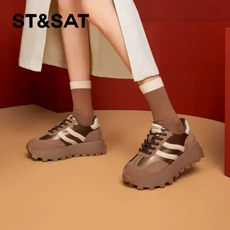 星期六潮酷时尚休闲鞋春季新款百搭系带轻便小个子女士老爹鞋图片