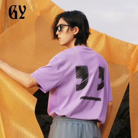 雅戈尔奥莱 GY男装夏季后背印花微落肩廓形吸湿透气男士短袖图片